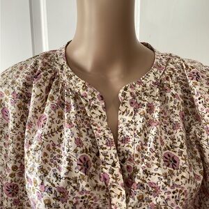 XIRENA Floral Pink and Cream long sleve Women's Top